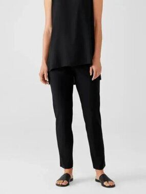 Eileen Fisher Washable Stretch Crepe Pants, Black XS